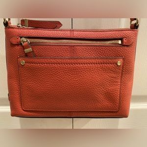 Cole Haan Coral Pink Pebble Leather Crossbody Purse